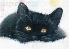 Usado, Impresión ACEO edición limitada ATC gato negro gatito chat negro por Anna Hoff segunda mano  Embacar hacia Argentina