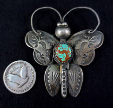 Vintage Southwest Manta Pin - Sterling Silver and Turquoise - Butterfly for sale  Shipping to South Africa