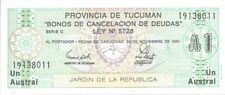Usado, Billete Argentina-Provincia de Tucumán 1 Austral 1991 UNC #14 segunda mano  Embacar hacia Argentina