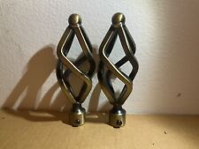 (2) Birdcage Finials Screw On Curtain Rod Antique Brass Twisted Decorative Heavy for sale  Shipping to South Africa