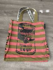 Bolsa tote de lona Andy Warhol Campbells sopa pop art rosa listra salmão e oliva comprar usado  Enviando para Brazil