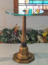 MCM Round Hollywood Regency Accent End Table Glass Top Gold Gilt Wood Base 19¼" for sale  Shipping to South Africa