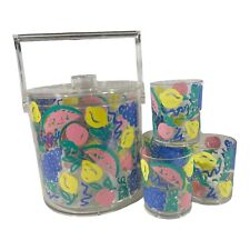 Retro PrecisionCraft Multicolor Acrylic Drink Ware (4) Ice Bucket Set Picnic EUC for sale  Shipping to South Africa