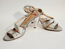 Sandálias sapatos femininos FORNARINA couro prata estampa de réptil tamanho IT 39 / EUA 8.5/9 comprar usado  Enviando para Brazil