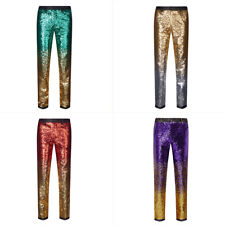 Uomo Brillantini Gradiente Colore Paillettes Pantaloni Showman da Sera Moda comprar usado  Enviando para Brazil