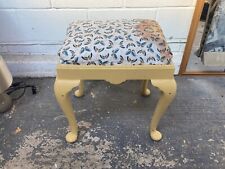 Used, Vintage Yellow Painted Stool Queen Anne Legs & Fabric Seat Vanity Piano Crafting for sale  Shipping to South Africa