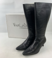 black leather kitten heel boots for sale  WAKEFIELD