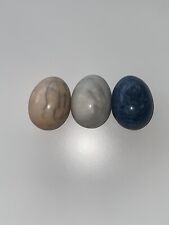 Lot of 3 Polished Gem/Crystal/Stone Eggs Blue DUMORTIERITE White/Pink QUARTZ for sale  Shipping to South Africa