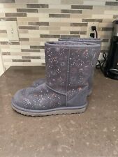 Uggs Night Fall Classic Metallic Zodiac Star Grey Shearling Short Boots 7 for sale  Shipping to South Africa