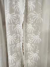 Pair of Tambour Embroidered White Cotton Voile Curtains 41" x 62" YY536 for sale  Shipping to South Africa