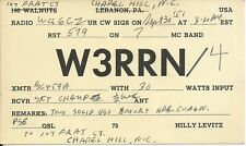 Tarjeta QSL de radioaficionado vintage W3RRN/4 Chapel Hill Carolina del Norte EE. UU. 1951 segunda mano  Embacar hacia Argentina
