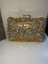 Women's Evening Clutch Gold Bag With Rhinestone Decor Ladies Handbag  for sale  Shipping to South Africa