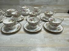 ROYAL ALBERT 6 Teacups 5 Saucers MOSS ROSE Hampton OLDER SET Footed Bone China, used for sale  Shipping to South Africa