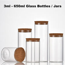 Used, 3ml - 650ml Wide Opening Clear Glass Bottles Empty Glass Bottle With Cork Jars for sale  Shipping to South Africa