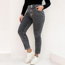 Jeans feminino 2023 plus size cintura alta primavera outono stretch cinza quente comprar usado  Enviando para Brazil