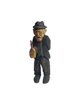 SIGNED. Vtg GUNNARSSON Swedish Carved -Hand Painted Wood Figure -Old Man #32 for sale  Shipping to South Africa