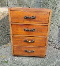 Vintage 4 Drawer Handmade Wooden Jewelry Box W Pedastal Feet for sale  Shipping to South Africa