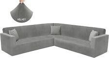 Capa protetora de sofá de veludo formato L e U elástica cinza claro, usado comprar usado  Enviando para Brazil
