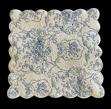 1 Pine Cone Hill Blue Cream Floral Toile Quilted Scalloped Euro Sham 26” x 26” for sale  Shipping to South Africa