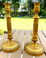 RARE paire de bougeoir ancien bronze doré EMPIRE leuchter candlestick xix  d'occasion  Cesson