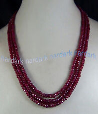 AAA 3 STRANDS 2x4MM NATURAL RED JADE FACETED GEMS RONDELLE BEADS NECKLACE 17-19" for sale  Shipping to South Africa