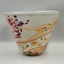 Cased Art Glass Swirl Multicolor Vase Bowl Vessel Abstract Tutti Frutti Splatter for sale  Shipping to South Africa