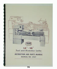 LeBLOND 14" & 16" Tool & Diemaker Lathe Instruction & Parts Manual *74 for sale  Shipping to South Africa