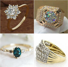 Anéis femininos cheios de ouro amarelo joias anel de casamento zircônia cúbica presentes tamanho 6-10 comprar usado  Enviando para Brazil