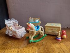 Sylvanian Families Vintage Nursery GUC Crib Rocking Horse Changing Table Toy Box for sale  Shipping to South Africa