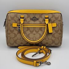 Bolsa satchel Coach Signature lona Rowan amarela cáqui bolsa com alça comprar usado  Enviando para Brazil