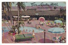 Usado, ¡Postal vintage Sandiego California 1965 Town & Country Hotel piscina ping pong! segunda mano  Embacar hacia Argentina