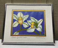 Hawaiian Artist Karen Lee Thrasher White Cymbidiums Signed Print Metal Frame 5x7 for sale  Shipping to South Africa