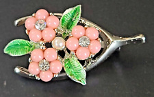 Used, Brooch  wishbone  pearl rhinestone  bead flower size 1 inch for sale  Shipping to South Africa