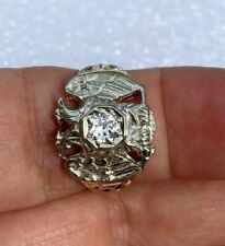 Men 14K Gold 0.32ct Old European Diamond 32nd degree Scottish Rite Masonic Ring for sale  Potomac