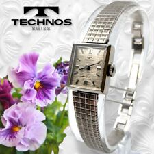 Relógio Technos manual 17mm feminino mostrador prata feito na Suíça retângulo vintage comprar usado  Enviando para Brazil