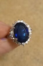 Avon RJ Signed Blue Sapphire/Clear CZ 125 Anniversary Princess Diana Ring for sale  Shipping to South Africa