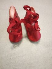 Sapatos antigos de boneca de pano oleado vermelho, usado comprar usado  Enviando para Brazil