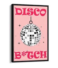 "DISCO B*TCH" FESTA ENGRAÇADA MENINA CITAÇÃO - EFEITO FLUTUANTE EMOLDURADO LONA ARTE DE PAREDE IMPRESSÃO comprar usado  Enviando para Brazil