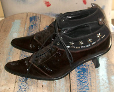 Collepepe Italy DarkBrown Patent Pointy Steampunk Goth Lace-Up "Star" Booties 8M for sale  Redmond