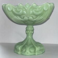 Vintage Portieux Vallerysthal Jade Green Glass Pedestal Compote Bowl France RARE for sale  Shipping to South Africa