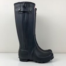Hunter Women’s Original Slim Tall Rubber Rain Boots Textured Side Zip Size 7.0 for sale  Shipping to South Africa