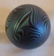 OKRA ART GLASS PAPERWEIGHT 1986 No149 SWIRLS OF PURPLE IRIDESCENT BLUE & SILVER for sale  Shipping to South Africa