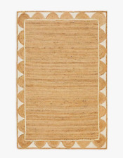 Scallop Jute Rug Handmade Rustic Area Jute Rug  Living Room Rectangle Carpet Mat for sale  Shipping to South Africa