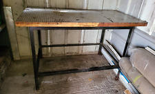 Metal Frame Workbench with Wooden Top Adjustable Feet Heavy Duty Workshop Garage, used for sale  Shipping to South Africa