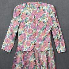 Vintage Talbots Floral 2 Piece Suit Set Size 12 Pink Floral Metal Buttons USA for sale  Shipping to South Africa