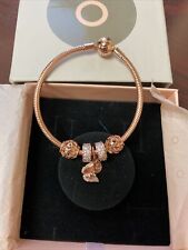 Pandora Authentic Rose Gold Bracelet W/ 5 Pandora Charms! Size 7”, Small. for sale  Shipping to South Africa