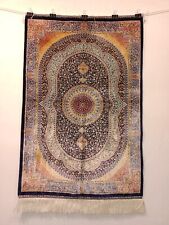 Beautiful Machine Made High Quality Oriental Full Silk Rug 3'9"×2'7" Feet, used for sale  Shipping to South Africa