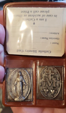 Used, Vtg Catholic Identity Card W/ 2 Metal Plaques Mary & Cross Religon Christianity for sale  Shipping to South Africa