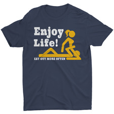 Camiseta Enjoy Life Eat Out More Frequentemente Masculina Presente Engraçado Humor Ofensivo Camiseta, usado comprar usado  Enviando para Brazil