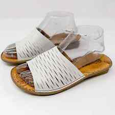 Tsonga South Africa White Leather Slip On Sandals, EUC, Size 8, used for sale  Shipping to South Africa